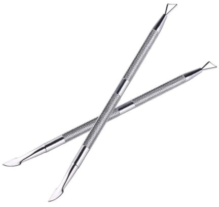 CALLARON Empujador De Cutículas Doble De Acero Inoxidable Para Manicura y Pedicura Profesional Herramienta De Cuidado Para Pies y Uñas Con Punta Curvada Para Pujar y Limpiar Cutículas