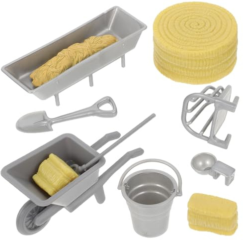 LALADEFIEE Jouets D’Imitation pour Garçon et Filles 1-3 Ans Ensemble de Jeu D’Accessoires Agricoles 8 Pièces Mini Ferme Outils Jouet Éducatif Décor Maison de Poupée