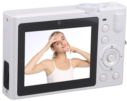 Generic Fotocamera Touchscreen HD da 64 MP 5K con Doppio Obiettivo per Selfie Paesaggi Fotocamera di Bellezza per Tutte le età (WHITE)
