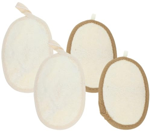Gogogmee 4 Stück Teiliges Loofah Schwamm Weiche Natürliche Peeling Körperbürste Schnelltrocknender Duschschwamm zum Sanften Waschen und Hautpflege