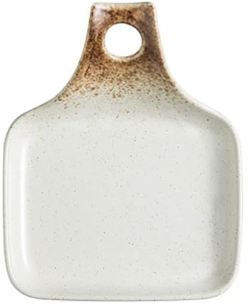 Sartén rectangular de porcelana y cerámica for lasaña con asa, estilo retro creativo con plato con asa, recipiente rectangular lavable resistente al calor, fuente for horno.(White)