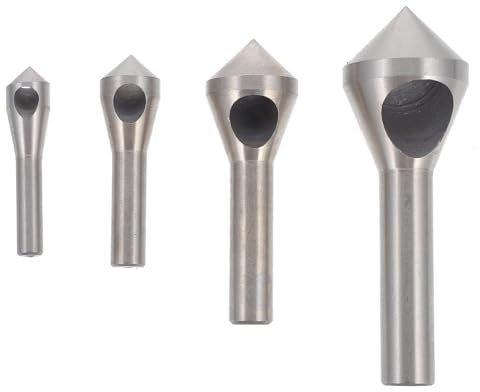 Generic 4Pcs Countersink Chamfer Tool Set High-Speed Steel Chamfer Drill Bits Deburring Tool Kit for Metalworking and Woodworking Maintenance