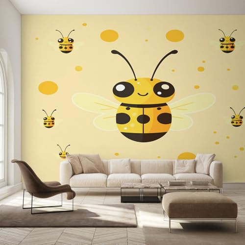 Generisch Fototapete Biene Cartoon Wohnzimmer Tapete Honigbiene Gelb Kinder Tapeten, Vliestapete Schlafzimmer Motivtapeten, Wandtapete Wanddeko 250 x 175 cm (B x H) Y&W12