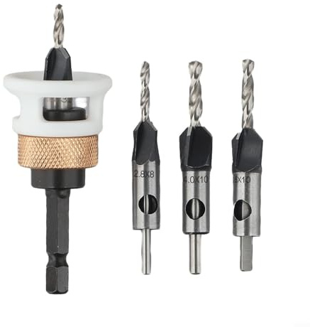 Brocas avellanadas ajustables con tope de profundidad para carpintería, juego de 4 brocas hexagonales de carburo con función de limitación