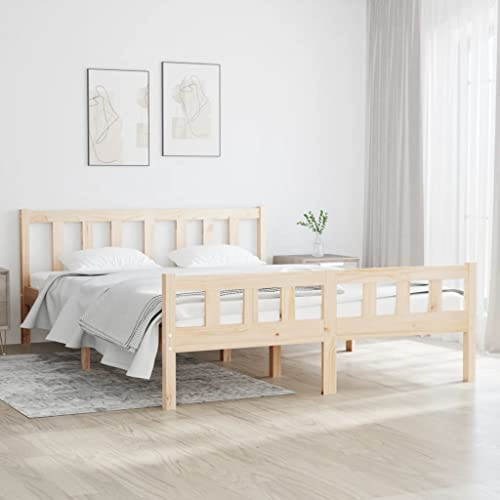 Tonture Massivholzbett 120x190 cm Kiefer Naturholz Bettrahmen, Plattform Bettgestell für Schlafzimmer, Robustes Holz Bett mit Lattenrost, Modernes Möbelstück, Langlebiges Design
