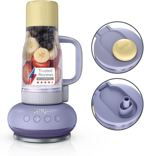 Ninja BlendBoss DB351UKPR - Licuadora personal con vaso de viaje extraíble, 3 modos preestablecidos automáticamente, limonada de lavanda