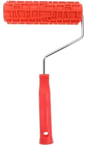 Gadpiparty Rullo decorativo strutturato da 17,8 cm con manico, rullo per cartongesso in rilievo per pittura murale fai da te, strumento per pittura a grana di gomma per decorazione domestica