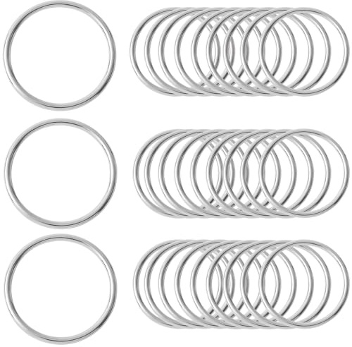 GUBOCA 30 PCS O Ring Metall,O-Ringe für Nähen,Basteln,Rucksäcke,Handtaschen und Gürtel (Silber, 20mm)