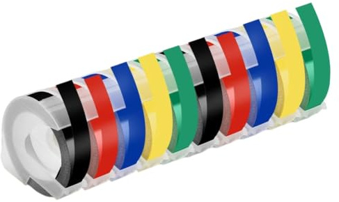 HAOCNC 5 ou 10 pièces de Remplacement de Ruban de gaufrage Compatible avec Ruban d'étiquettes en Plastique 9mm Ruban d'imprimante 12965 1610 E101 Fabricant d'étiquettes(10PK Mixed Set)