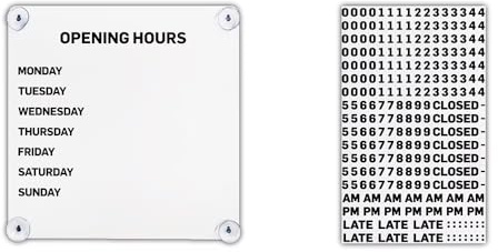 YINCKXY Letrero Magnético De Metal for Horario Comercial con Soporte De Ventosa, Letras Magnéticas Intercambiables, Letrero Extraíble for Ventanas Y Puertas De Vidrio, 1 Unidad(White Set)
