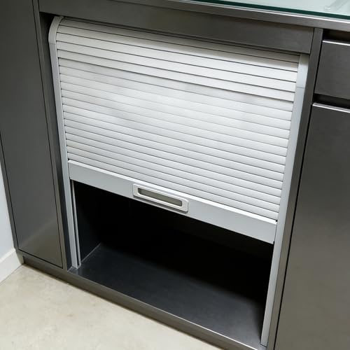 Kit De Puerta Enrollable Retráctil para Armario, Persiana Deslizante Vertical Que Ahorra Espacio, Funcionamiento Manual Suave, para Caravanas, Armarios Y Espacios De Almacenamiento Pequeños (35×36