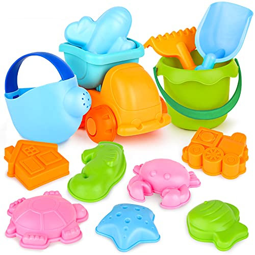 YIMORE Strand Sandspielzeug Sandspielset Meerestiere Sandförmchen mit Netzbeutel für Kinder Outdoor Aktivität,13-teilig