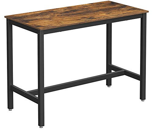 VASAGLE Bartisch, Stabiler Stehtisch, Tisch für Cocktails, Küchentisch, 120 x 60 x 90 cm, Metall, einfache Montage, Industrie-Design, vintagebraun-schwarz LBT91X