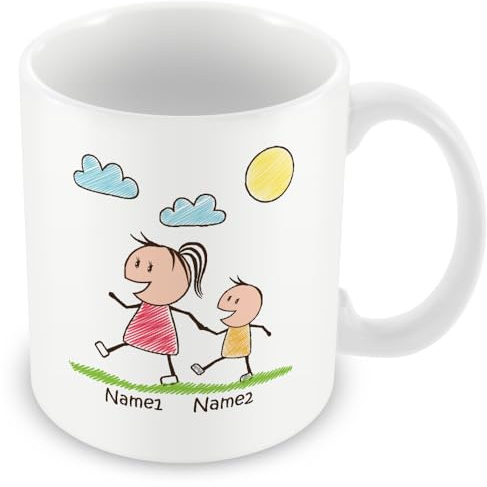 Personalised Mum Mug – Birthday Keepsake, Mum & 1 Child – Add Names | Personalised mum mug with one child — mum birthday gifts, mummy mugs, add every name at checkout