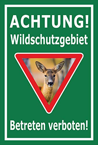 Melis-Folienwerkstatt Schild Wildschutzgebiet - Betreten verboten – 30x20 cm – 3mm Aluverbund – mehrere Größen/Materialien