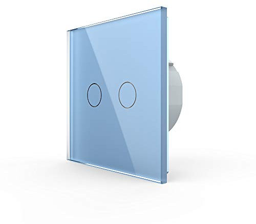 LIVOLO Serienschalter Touch VL-C702-19 Blau Bunt 2 Weg Lichtschalter Licht Schalter Wandschalter ein Fach an aus Glasrahmen Glas Blende