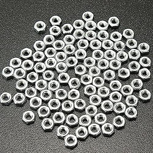 Sechskantmutter aus Edelstahl 304, mit Zollgewinde, 2 mm, 2,5 mm, 3 mm, 4 mm, 5 mm, 6 mm-2 mm, 100 Stück