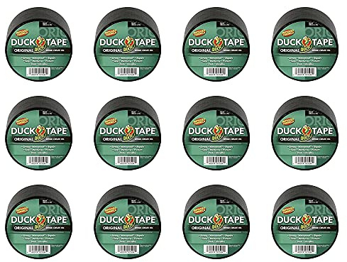 Duck Tape Original schwarzes Gaffer- und Dukt-Klebeband, Reparaturband, 50 mm x 5 m, 12 Stück