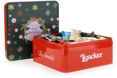 Loacker - Latta Best of Moments Happy Holidays - Confezione Assortita - 100% Nocciole Italiane in un Mix di Bontà a Base di wafer al Cioccolato - Idea Regalo Natale - Confezione da 307,5g