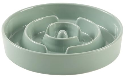 Havniva Ceramic 1.6 Cup Slow Feeder Dog Bowl for Medium and Large Breed, 8.2inch Puzzle Dog Food Dish, Anti-Gulping, Stop Bloat, Preventing Choking (Single Bowl-Light Green)