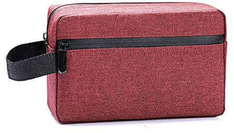 Trousse de toilette pour homme, Etercycle - Trousse de toilette de voyage portable - Trousse de maquillage imperméable avec poignée - Grand espace de rangement, rouge bordeaux, unisexe