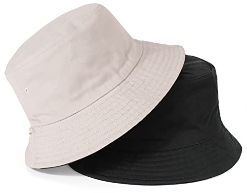 TAGVO XXL Chapeau de Pêcheur Réversible Chapeaux de Seau Unisexe Pliable Coton Anti-UV Chapeau de Soleil Été Bucket Hat 58-65cm
