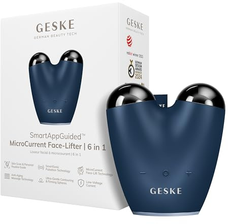 GESKE | Dispositivo lifting viso a microcorrente SmartAppGuided™ | 6 in 1 | Lifting facciale | Strumenti per la cura della pelle | Dispositivo anti-età | Microcorrente anti-rughe