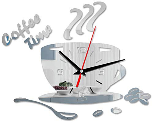 Orologio Da Parete A Forma Di Tazza In Acrilico, Orologio Adesivo Da Parete In Acrilico Con Specchio Fai Da Te per L'arredamento Moderno Della Camera Da Letto Di Casa Ufficio
