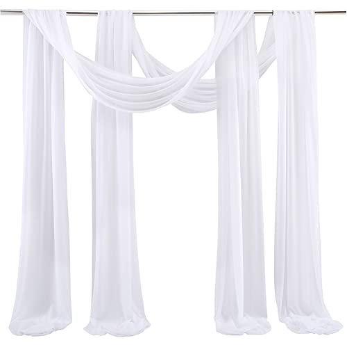Hochzeit Vorhang 2 Stücke Hochzeiten Bogenvorhänge,Hochzeitsbogen Gardinen Vorhang Dekoration Voile Foto Hintergrund Vorhänge Chiffon Stoff Querbehang Deko für Party Hochzeit Zeremonie Stil A 75x300cm