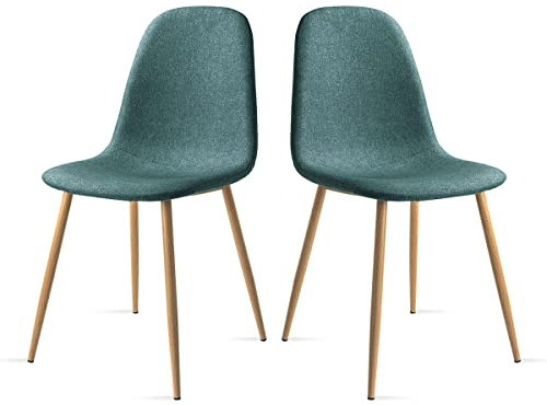 Mc Haus Elva Verde Turquesa x2 – Pack de 2 Sillas de Comedor Estilo Nórdico, Asiento Acolchado y Respaldo Ergonómico, Diseño Moderno para Salón, Cocina o Dormitorio