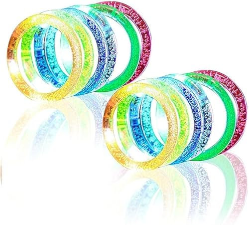 DERAYEE 12pcs LED Bracelet Lumineux Jouet,Bracelet Réutilisables Coloré Brille pour Halloween et Noël Concert Mariages Fête Décoration,Jouet dans l'obscurité