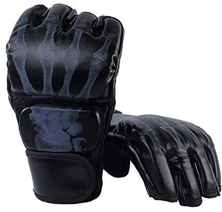 Ausla Gants de Combat de Boxe Demi-Doigts, 1 Paire de Gants de Kickboxing Demi-Mitaines pour Hommes Femmes Gants D'entraînement Demi-Doigts pour Muay Thai, Sac de Boxe (Style Main