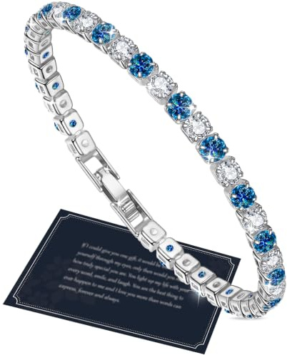 J.Fée Glitzer 5A Zirkonia Tennis Armband Damen Geschenk für Weihnachten Muttertag Geburtstag Jahrestag mit Box, Geschenk für Sie Freundin Silber/Gold/Rosegold Kristall Armband 17-19cm /6,7-7,5 Zoll
