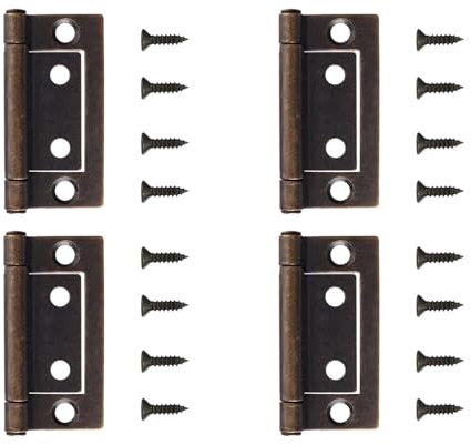 Scharniere 2-Zoll-Eisen-Möbel-Einsteckscharnier, Schranktür mit kostenlosen Schrauben, antikes Kupfer, Schwarz, Nickelfarbe (Color : Copper 4ps, Size : 2 inch)