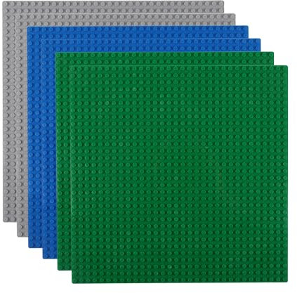 Reenwee 6 Packungen Classic Grundplatten, 10x10 Zoll mit 32x32 Stollen, Bauklötze Grundplatte, quadratische Grundplatten 32x32 Bauen und langlebige und stabile Anzeigetafel (blau*2,grün*2,grau*2)