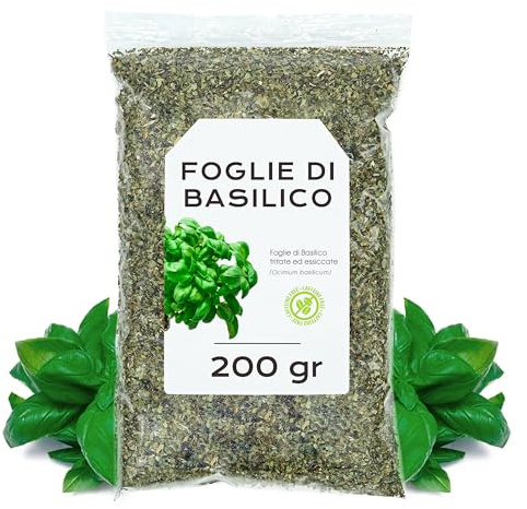 Basilic Feuilles 200gr - Feuilles de Basilic Séchées - Infusion Feuilles Basilic - Thé Feuilles de Basilic - Basilic en Vrac (200 gr, Basilic)