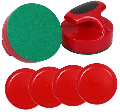 SKISUNO Ersatz Air Hockey Pucks Und Pusher Rote Tischhockey Schieber Mit Samtgriff Rote Pucks Spielzubehör Für Heim Und Party