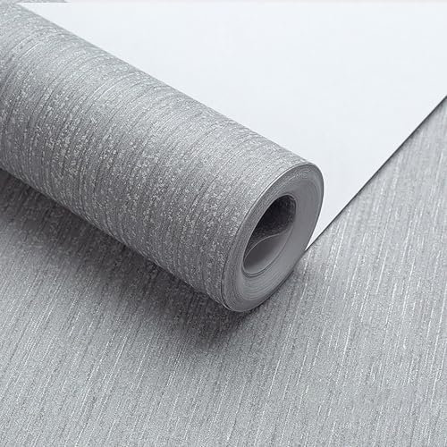 Trafagala Grey Mix Plain Wallpaper Fabric Striped Textured Wall Paper Roll No Match Wallpaper for Adults Kids Bedroom Living Room Hallway and Stairs Designed to Look Like Fabric