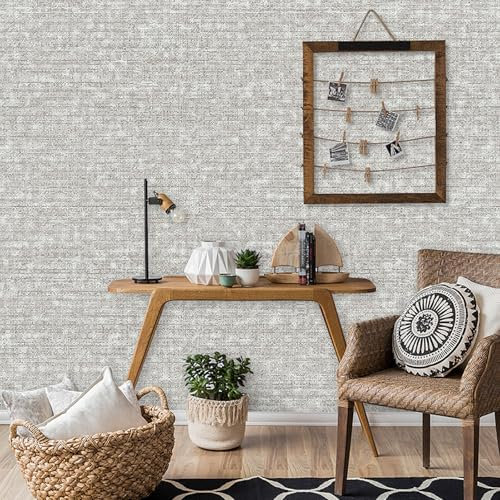 Tarwanear Light Grey Wallpaper for Bedroom Grey Linen Textured Fabric Effect Wallpaper Plain Wall Paper Roll Feature Home Decor for Adults Kids Teenager Room Feature Wall