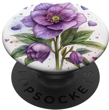 Motif fleur d'hellébore avec cœurs autour de style bohème PopSockets PopGrip Interchangeable
