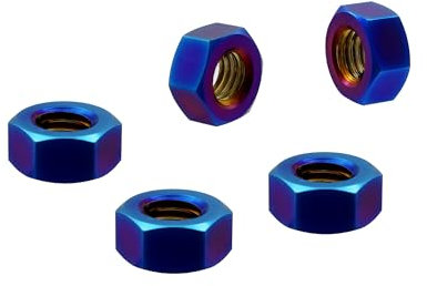 RISON-Titanium Titanmutter Sechskantmutter DIN 934, M7 Sechskant Mutter Regelgewinde Mutter Schraubenmuttern Klemmmuttern, Titan Muttern für Schrauben & Unterlegscheiben & Gewindestangen, 5 Stück