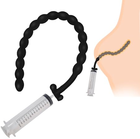 GURCIX 30cm Extra Lang Analdusche für mann Vaginaldusche Enema Anal Spülung mit Spritze Silikon Analkugeln Anal Beads Intimdusche Klistierschlauch Analreinigung Intimreinigung für Männer Frauen