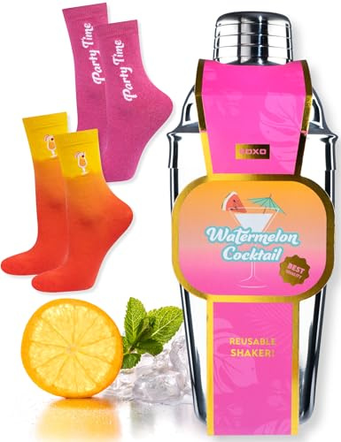 soxo Cocktail Strumpor Dam Funny Gift For Women Roliga Present Socks Henne Färgglada Damstrumpor 35-40 Shaker 2 Par
