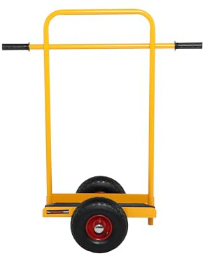Panel Dolly with Handle, Large Yellow Steel Board Trolley with Ergnomic Double Sided Handle on Pneumatic Wheels for Transportation of Long Goods