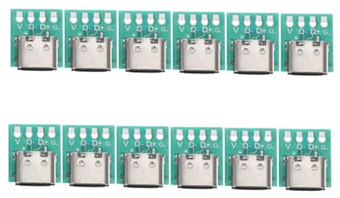 Hemobllo 12 Conectores USB C Hembra para Bricolaje Placa Convertidora PCB y Tecnología Serial USB 3.1, Transmisión Estable y Uso Prolongado