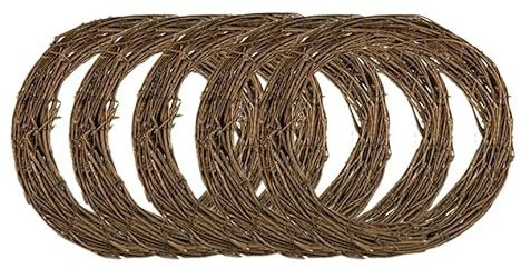 Floralcraft® 5 Pcs 20cm Vine Wreath Ring Branch Rattan Wreath for Christmas, DIY Craft, Front Door Wall Hanging, Wedding and Party Décor