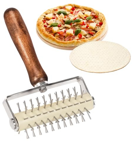 Yallmie Stainless Steel Pizza Dough Docker, Pizza Hole Puncher with Handle Pizza Exhaust Needle Roller, Bread Pin Puncher for Restaurant, Bakery, Party (02)