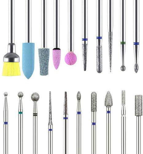Aiyraa Fresa de uñas, 20 unidades, fresadora de uñas, fresadora de uñas, puntas de gel, puntas para fresa de uñas, accesorios de cerámica y diamante para uñas de gel