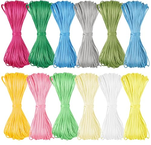 12 STK Nylonschnur Für Armbänder,Armband Schnur Für Perlen,Perlgarn Für Freundschaftsbänder 1,5mm,Satinkordel Nylonfaden Für Armbänder Knüpfen,Nylonband Für Schmuck Halsketten Handwerk (20M Je Farbe)