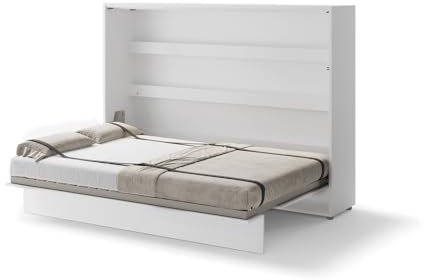 Friderik Bed Concept BC-04 Wandklappbett Vertikal Schrankbett ohne Matratze, 140x200 cm (Weiß Hochglanz)